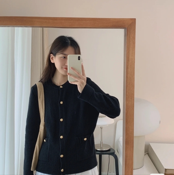 NWT Zara Knit Cardigan With Gold Button - Picture 8 of 16